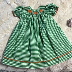 2 months, pumpkin smocked dress